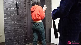 Nice ass brunette teen gets real unexpected spanking