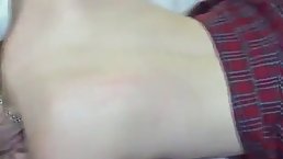 Small titted teen with shaved pussy takes older cock on the sofa