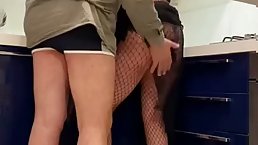 Big ass Latina MILF in fishnets gets fucked by her husband