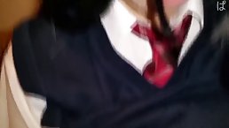 Amateur Japanese schoolgirl gives blowjob (censored)