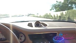 Young brunette babe Angel Windell sucks dick in the car (POV)