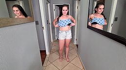 Amateur brunette slut rides dildo and gets golden shower