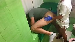 Hot blonde nurse gives fisting, pegging and pissing prostate