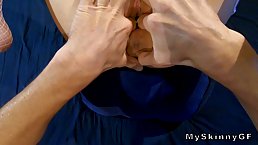 Pussy gape challenge for skinny girlfriend (POV)