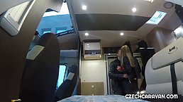 Sex in a caravan via a dating site with pretty blonde MILF