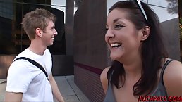 Amateur brunette MILF gets picked up and fucked