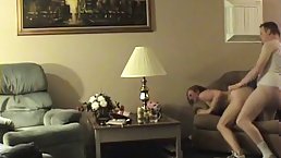 Amateur babe gets fucked DGS at home (hidden cam)