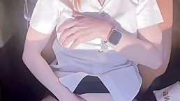 Amateur redhead masturbates in the car and invites a man to touch her pussy