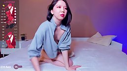 Young Japanese girl plays solo on cam