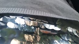 Amateur girl pissing in leggings on public
