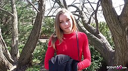 Slender blonde girl Emily picked up and fucked