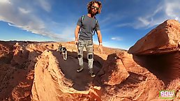 Busty blonde MILF gets fucked and cumspreyed in the Valley of Fire