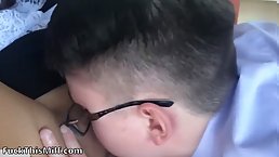 Young brunette schoolgirl gets anally fucked by her classmate