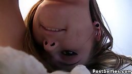 Horny brunette teen Kourtney played with her pussy