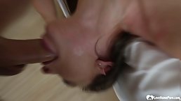 Sexy brunette girl with nice ass gets her pussy pounded