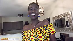Tall African girl with saggy tits gets fucked by white guy at casting