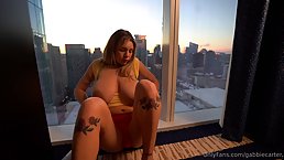Huge boobs blonde Gabbie Carter masturbates with vibrator