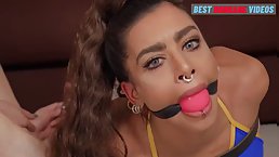 Sexy babes Scarlett and Lara playing a key work fetish lesbian game
