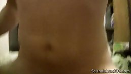 Amateur brunette babe sucks dick and gives pussy POV
