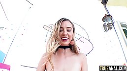 Skinny blonde babe Haley Reed needs more anal