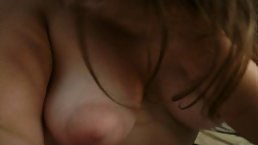 Amateur brunette girl with nice boobs sucking big cock