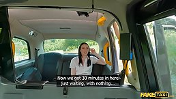 Slender brunette babe Celestina Blooms gets fucked in the Fake Taxi