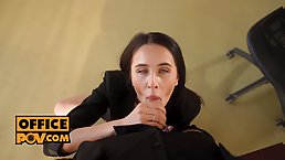 Horny office vice president Alyssa Bounty spreads her legs for a deep anal fuck
