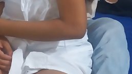 Playing with stepsister's pussy