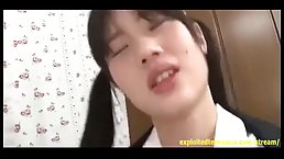 Skinny JAV teen gets fingered, fucked and creampied in her uniform