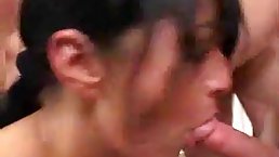 Amateur German brunette girl gangbanged and Bukkaked