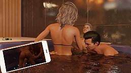 Husband watches his wife gangbanged in the Jacuzzi (3D animation)