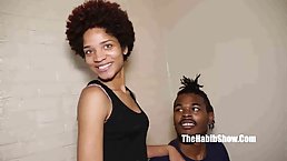 Ebony teen couple make love at home