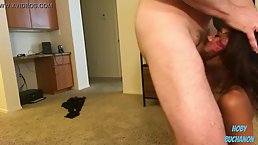 Beautiful brunette teen gets her mouth fucked rough
