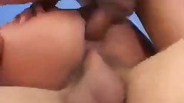 Busty brunette slut gangbanged hard