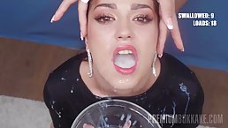 Pretty Latina Andrea swallows 67 huge mouthful cumshots
