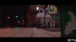 Sexy Japanese girl in short white skirt
