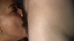 Smelling and sucking hairy cock till ending inside throat