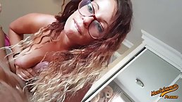 Busty hot MILF with glasses does big dick oil massage