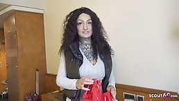 Busty tattooed brunette MILF gets anally fucked hard