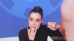 Sexy Latina babe Saba Lapiedra collects cum in her mouth