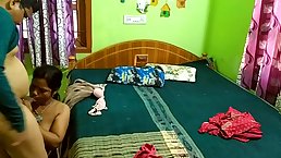 Amateur pussy eating and fucking with Indian wife when she came from bathroom