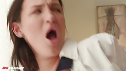 Sexy schoolgirl Mila Monet gets fucked and creampied