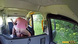 Big tits brunette MILF gets fucked by taxi driver