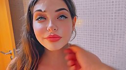 Pretty brunette teen gives head and pussy