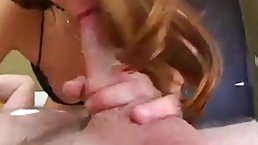 Sweet redhead girl sucks for a facial