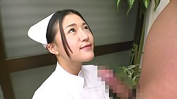 Young Japanese nurse sucks big dick (censored)