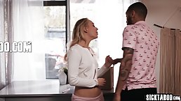 Small tits blonde babe gets her pussy blacked