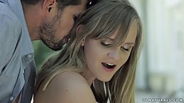 Small tits blonde baeb Nina Heels gets her apple butt fucked outdoor