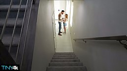 Redhead teen Myra Moans grip squeezes out every drop from his balls