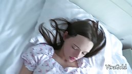 18 y.o. brunette babe Anastassia gets fucked with cum on her mouth